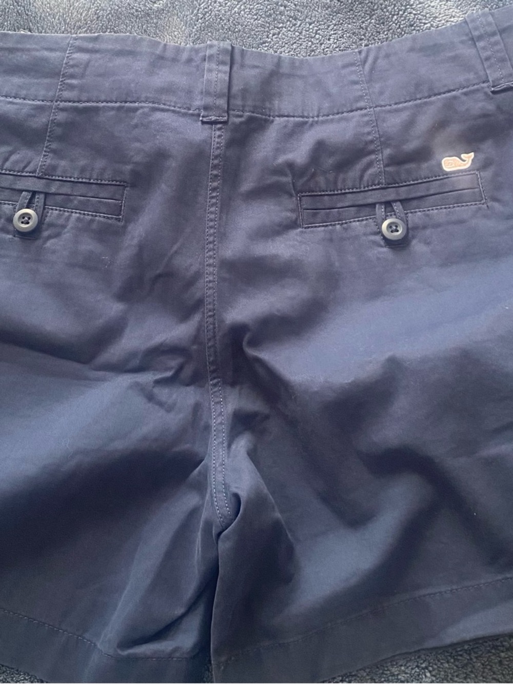 Vineyard Vines Navy Flat Front Chino Shorts with Whale Logo